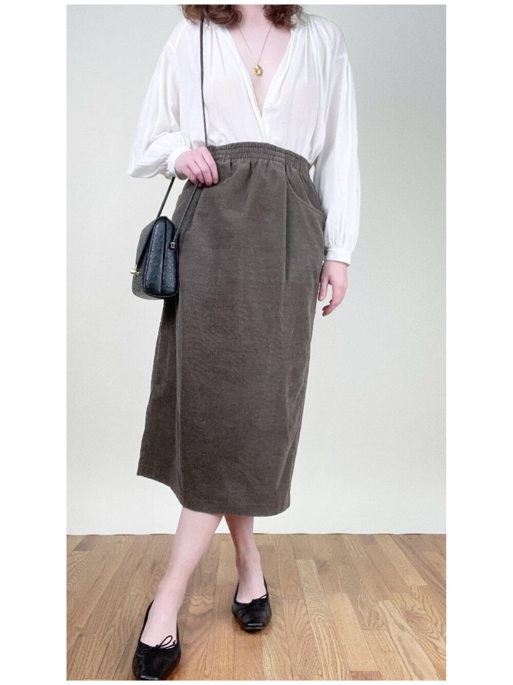 Vintage Levi's Corduroy Long Midi Maxi Skirt Cotton Utility Country Boho 70s 80s